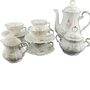 Vintage Edelstein Bavaria Rose Bud Tea Set 21437 15 Piece Set